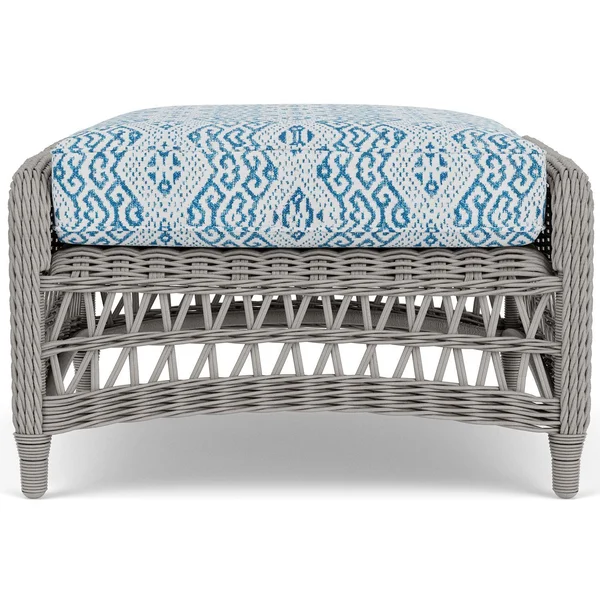 Mackinac Wicker Ottoman in Putty/Aman Capri By Lloyd Flanders