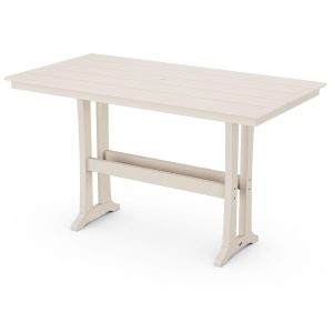POLYWOOD 37 X 72-Inch Farmhouse Trestle Bar Table - Sand
