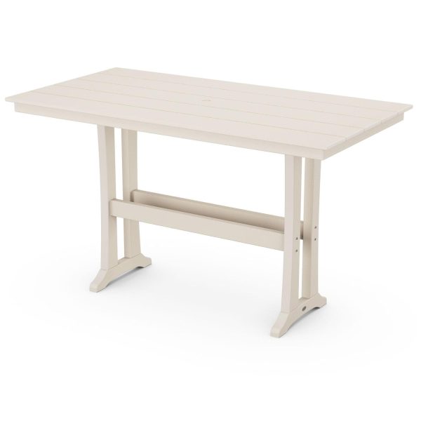 POLYWOOD 37 X 72-Inch Farmhouse Trestle Bar Table - Sand