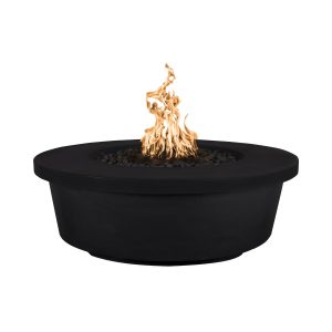 Tempe 48 Inch Round GFRC Propane Fire Pit w/ Glow Plug in Black by The Outdoor Plus