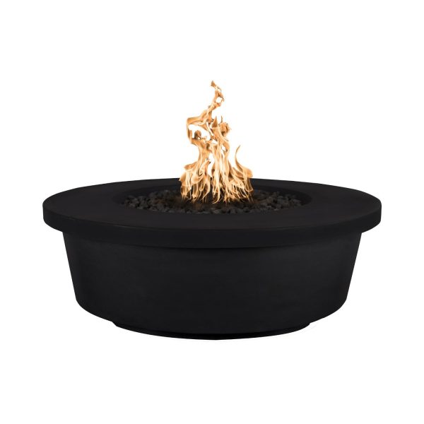 Tempe 48 Inch Round GFRC Propane Fire Pit w/ Glow Plug in Black by The Outdoor Plus