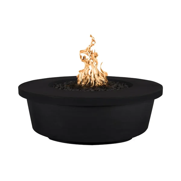 Tempe 48 Inch Round GFRC Propane Fire Pit w/ Glow Plug in Black by The Outdoor Plus