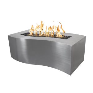 Billow 72 Inch Rectangular Stainless Steel Propane Fire Pit by The Outdoor Plus