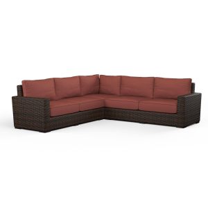 Montecito 3 Pc Wicker Patio Sectional Sofa in Canvas Henna w/ Self Welt By Sunset West