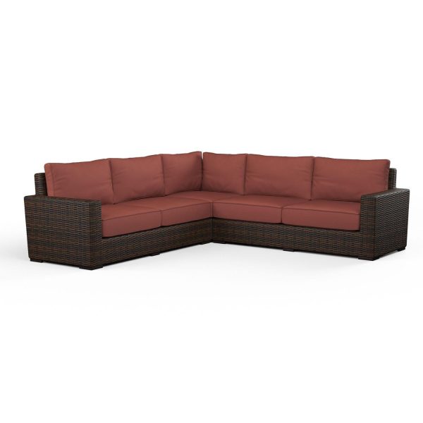 Montecito 3 Pc Wicker Patio Sectional Sofa in Canvas Henna w/ Self Welt By Sunset West