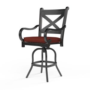 Monterey Aluminum Patio Bar Stool in Canvas Henna w/ Self Welt By Sunset West