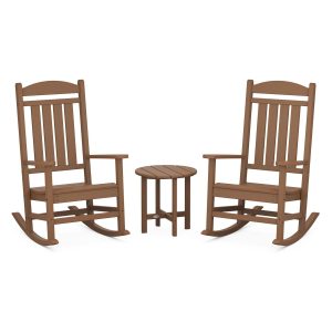 Presidential 3 Pc Recycled Plastic Rocker Set in Teak by POLYWOOD