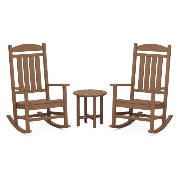 Presidential 3 Pc Recycled Plastic Rocker Set in Teak by POLYWOOD