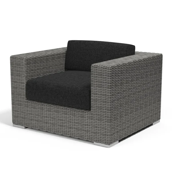 Emerald II Resin Wicker Club Chair in Steel Gray/Spectrum Carbon by Sunset West