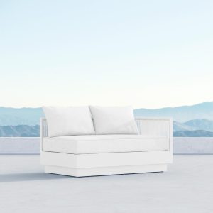 Porto Woven Rope Sectional Left Arm Loveseat in Pearl Gray/Cloud by Azzurro Living