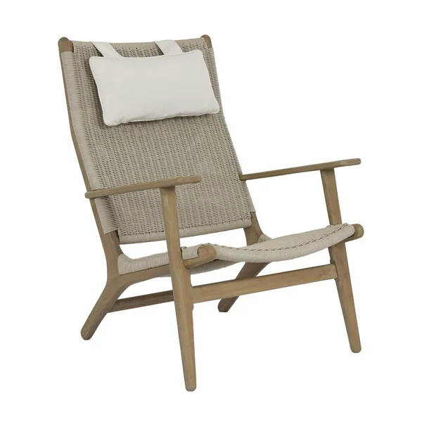 Coastal Teak Teak Highback Club Chair in Canvas Canvas by Sunset West