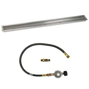 BBQGuys Signature 72 X 6 Inch Stainless Steel Linear Drop-In Fire Pit Pan with Match Light Kit - Propane