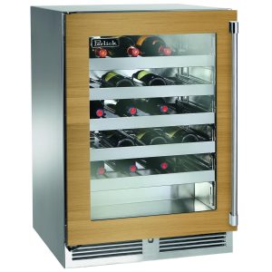 Perlick 24-Inch Signature Series Shallow Depth Stainless Steel Panel Ready Glass Door Outdoor Wine Reserve - Left Hinged - HH24WO-4-4L