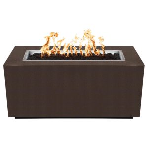 Pismo 60 Inch Rectangular Powder Coated Steel Propane Fire Pit w/ Glow Plug in Copper by The Outdoor Plus