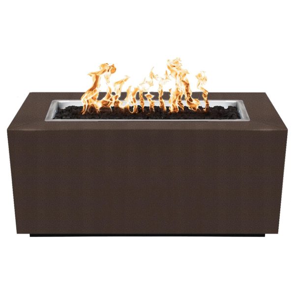Pismo 60 Inch Rectangular Powder Coated Steel Propane Fire Pit w/ Glow Plug in Copper by The Outdoor Plus