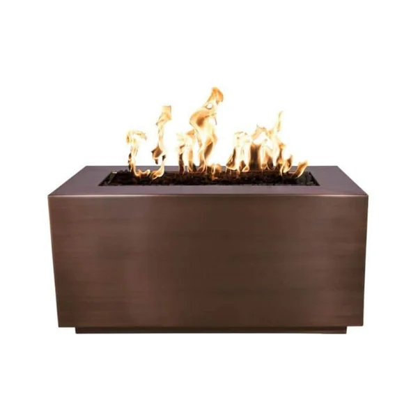 Pismo 48 Inch Rectangular Hammered Copper Propane Fire Pit by The Outdoor Plus