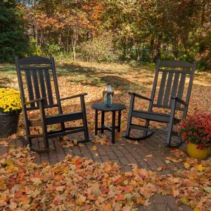 Presidential 3 Pc Recycled Plastic Rocker Set in Black by POLYWOOD