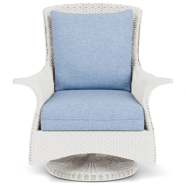 Mandalay Lloyd Loom Swivel Rocker Club Chair in White/Demo Skyway by Lloyd Flanders