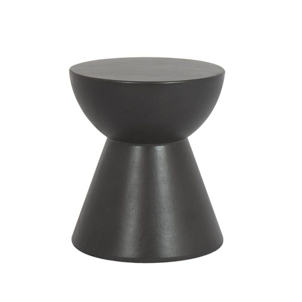 Bazaar 17 Inch Round Fiber Concrete End Table in Dark Gray by Sunset West
