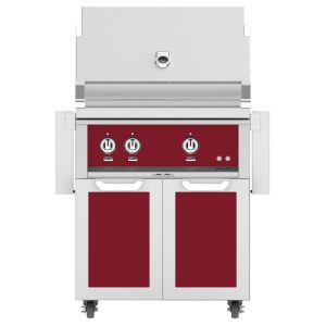 Hestan 30-Inch Natural Gas Grill W/ Rotisserie On Double Door Tower Cart - Tin Roof - GABR30-NG-BG
