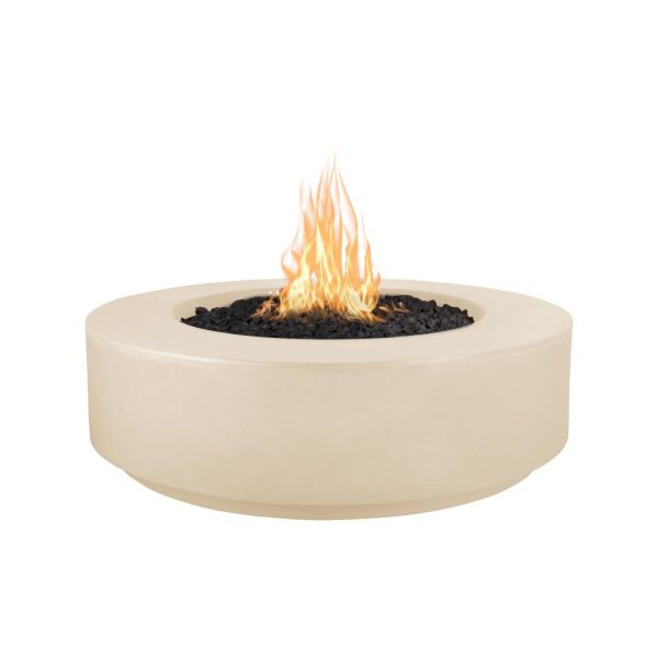 Florence 42 Inch Round GFRC Propane Fire Pit w/ Glow Plug in Vanilla by The Outdoor Plus