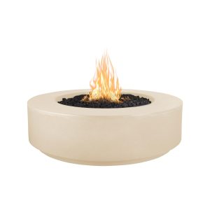 Florence 42 Inch Round GFRC Natural Gas Fire Pit w/ Glow Plug in Vanilla by The Outdoor Plus
