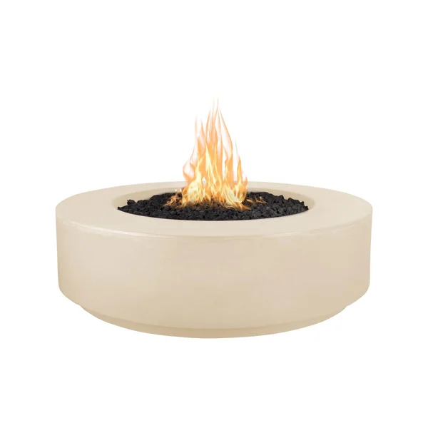 Florence 42 Inch Round GFRC Natural Gas Fire Pit w/ Glow Plug in Vanilla by The Outdoor Plus