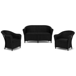 Reflections 3 Pc Lloyd Loom Seating Set in Ebony by Lloyd Flanders