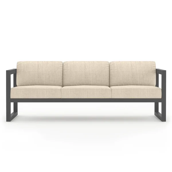 Misty Cove 3 Person Aluminum Sofa in Slate/Canvas Flax by Lakeview Outdoor Designs