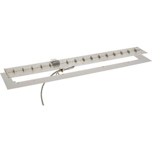 The Outdoor GreatRoom Company Crystal Fire Plus 96 Inch Flat Linear 165,000 BTU Propane Fire Pit Burner Kit  - Stainless Steel