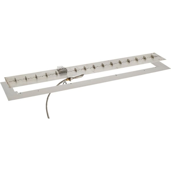 The Outdoor GreatRoom Company Crystal Fire Plus 96 Inch Flat Linear 165,000 BTU Propane Fire Pit Burner Kit  - Stainless Steel