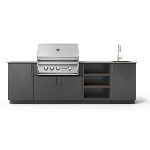 Urban Bonfire Mist 36 Outdoor Kitchen w/ Twin Eagles Propane Grill, Sink, Keon Dekton Countertop & Anthracite Finish - B-Mist-36-TwinEagles-Keon-Anthracite