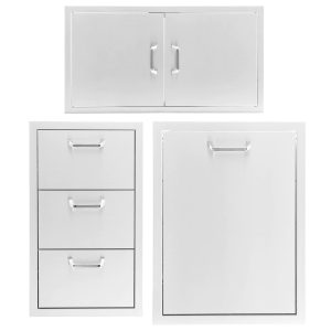 BBQGuys Signature 3-Piece 40-Inch Double Access Door Outdoor Kitchen Storage Package - Traditional - BBQ-260-AD40-T-3PC
