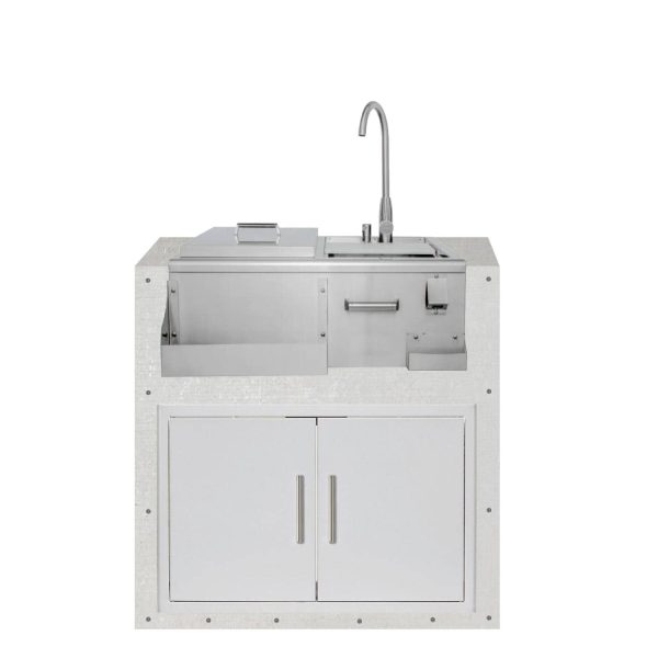 BBQGuys Signature 36-Inch Ready for Finish Outdoor Kitchen Module w/ Blaze Beverage Center & Double Doors