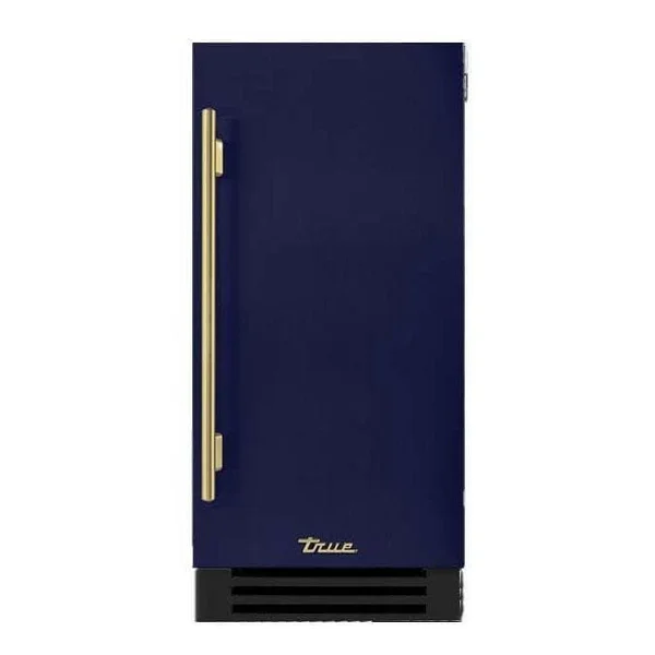 True ADA Height 15 Inch 75 Lb. Right Hinge Outdoor Ice Maker - Cobalt w/ Brass Handle - TUIADA-15-RS-A~078-H01