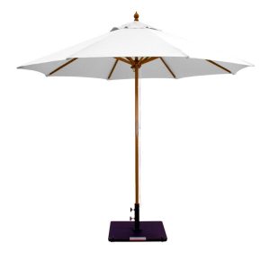 Galtech 9 Ft. Octagonal Hardwood Patio Market Umbrella W/ Pulley - Dark Wood W/ Sunbrella Canvas Canvas Canopy
