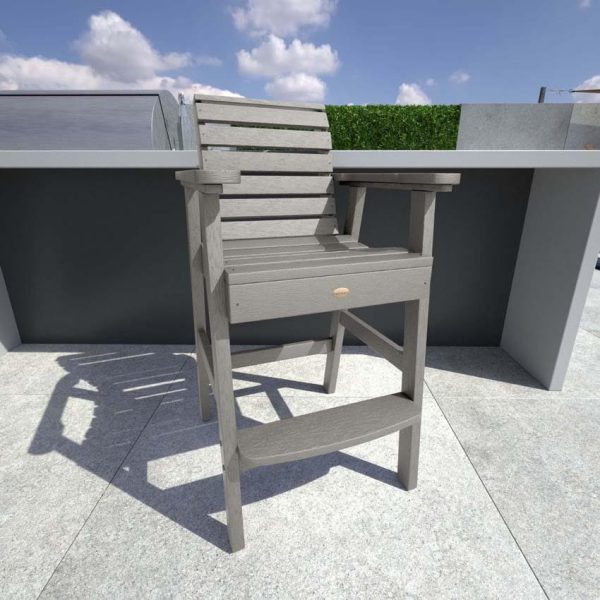 Elm Pointe Recycled Plastic Bar Stool in Harbor Gray by Lakeview Outdoor Designs