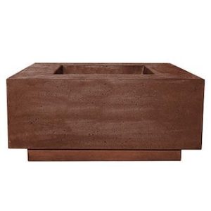 Cascata Bay 2 36 Inch Square GFRC Propane Fire Pit Table in Cafe by Lakeview Outdoor Designs