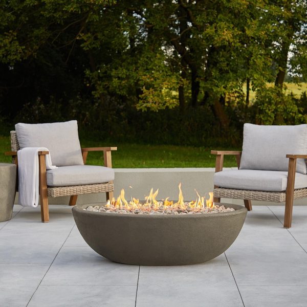 Creekwood 48 Inch Oval MGO Propane Fire Bowl in Glacier Gray by Lakeview Outdoor Designs