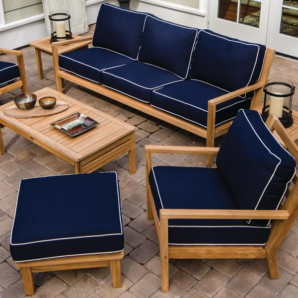 Coastal 7 Pc Teak Seating Set in Canvas Navy by Royal Teak Collection