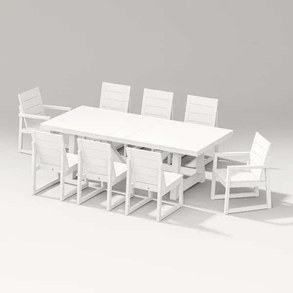 Elevate 9 Pc A-Frame Table Dining Set in Vintage White By PW Designer Series