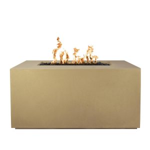 Pismo 48 Inch Rectangular GFRC Propane Fire Pit in Brown by The Outdoor Plus