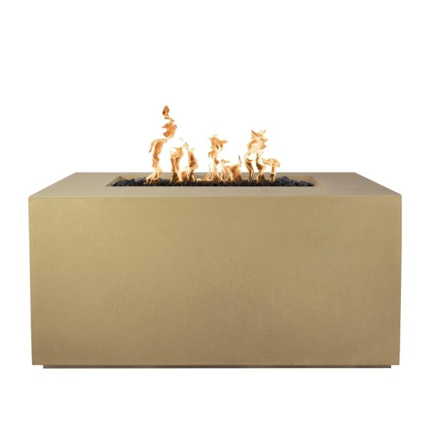 Pismo 48 Inch Rectangular GFRC Propane Fire Pit in Brown by The Outdoor Plus