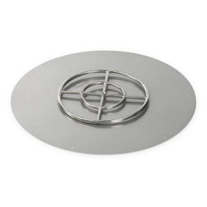 BBQGuys Signature 36-Inch Round Stainless Steel Flat Pan W/ 18-Inch Propane Gas Fire Ring - SS-RFP-36-ASBL-LP