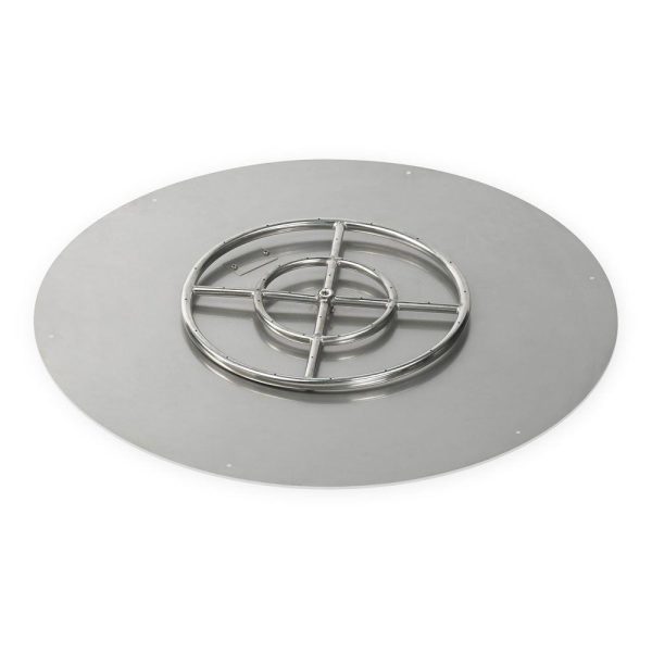 BBQGuys Signature 36-Inch Round Stainless Steel Flat Pan W/ 18-Inch Propane Gas Fire Ring - SS-RFP-36-ASBL-LP