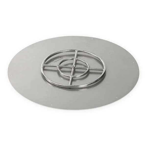 BBQGuys Signature 36-Inch Round Stainless Steel Flat Pan W/ 18-Inch Propane Gas Fire Ring - SS-RFP-36-ASBL-LP