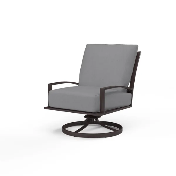 La Jolla Aluminum Patio Swivel Rocker Club in Canvas Granite w/ Self Welt By Sunset West