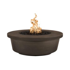 Tempe 48 Inch Round GFRC Propane Fire Pit w/ Glow Plug in Chocolate by The Outdoor Plus