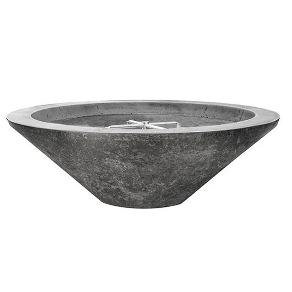 Ironwood 48 Inch Round GFRC Propane Fire Bowl in Pewter by Lakeview Outdoor Designs