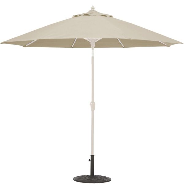 Galtech 9 Ft. Bar Height Octagonal Aluminum Patio Market Umbrella W/ Crank Lift And Auto Tilt - White Frame W/ Sunbrella Canvas Antique Beige Canopy